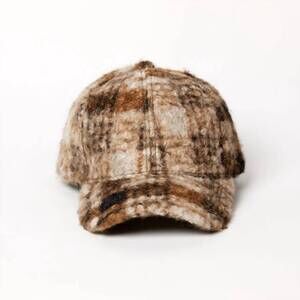 NEW HAT ATTACK novelty sherpa cap in brown plaid